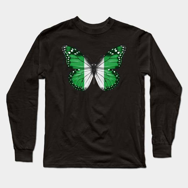 Nigerian Flag  Butterfly - Gift for Nigerian From Nigeria Long Sleeve T-Shirt by Country Flags